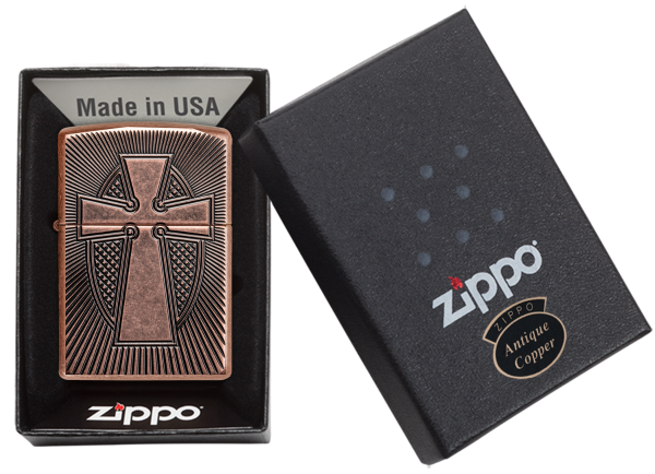 zippo 49158 Armor Deep Carve Cross Design