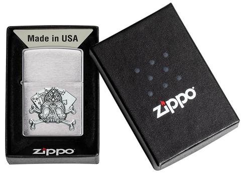 zippo 49293 Card Skull Emblem Design