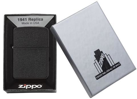 zippo 28582 1941 Replica Black Crackle